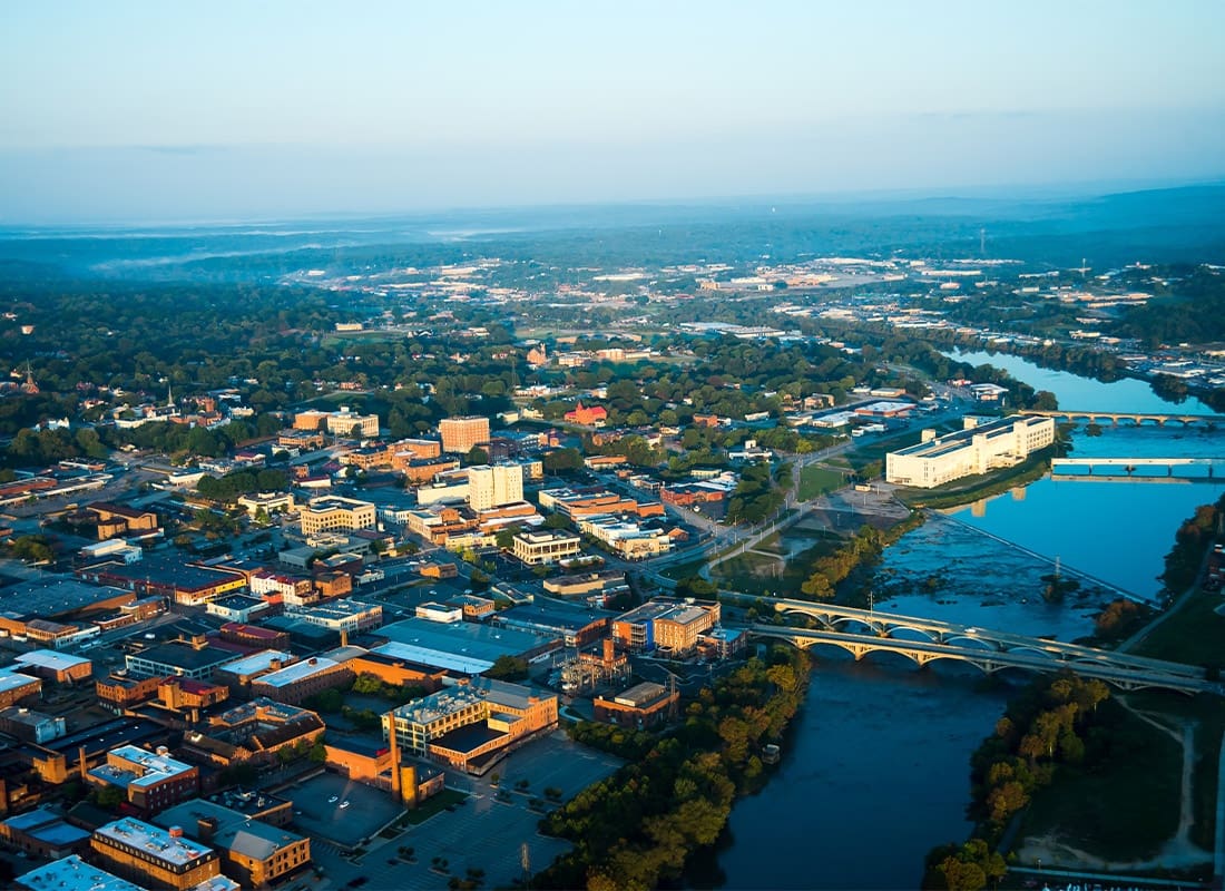 Daleville, VA - Aerial Photographs of Danville,VA, Old Cotton Mills and the Dan River